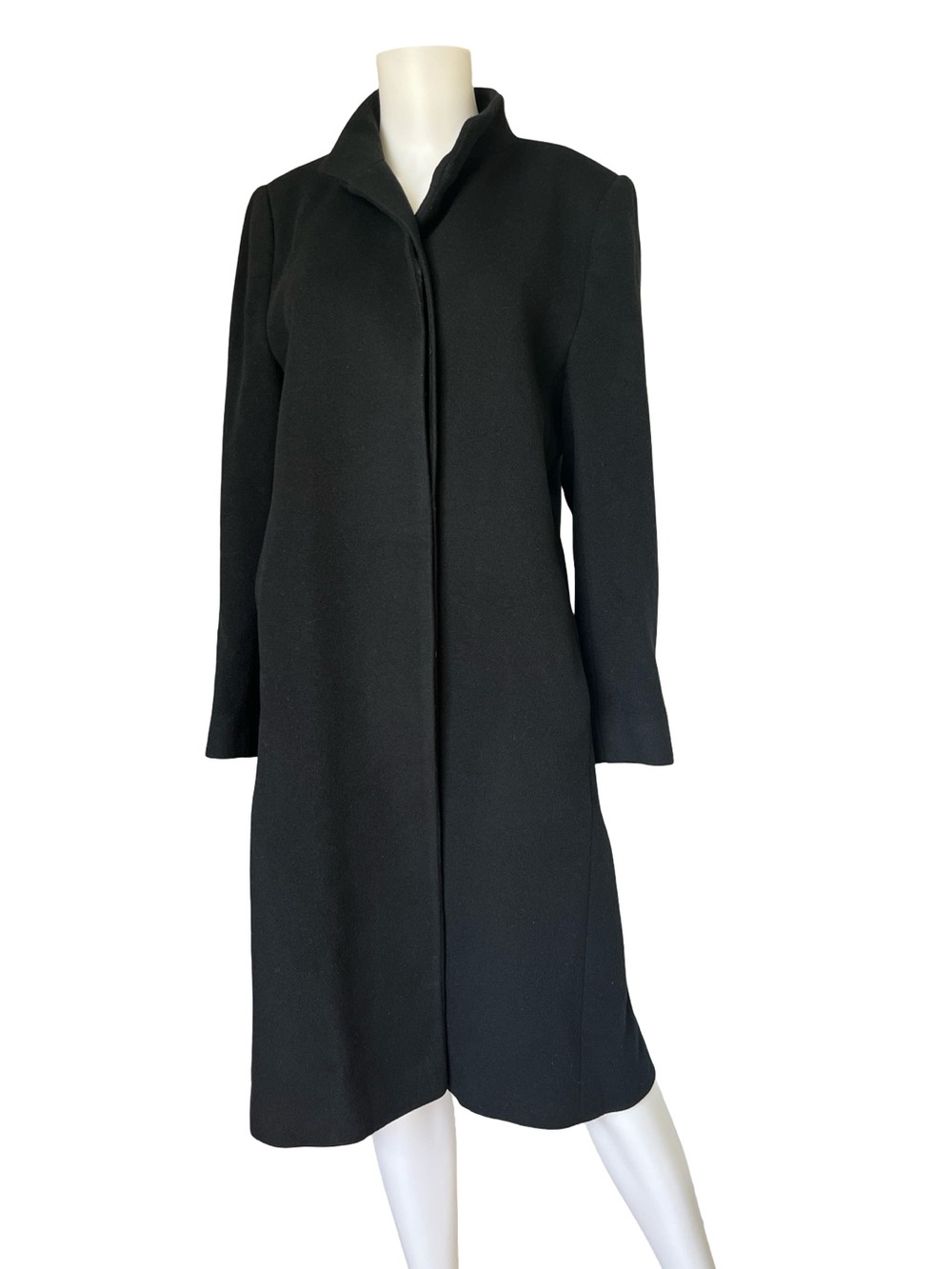Vintage Fleurette Cashmere Long Black Coat  Old Money Luxury Neutral womens